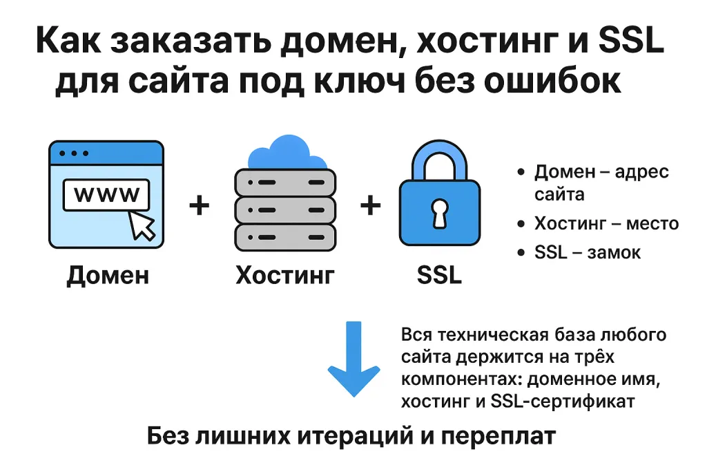 Как заказать домен, хостинг и SSL для сайта под ключ без ошибок